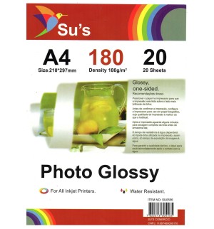 PAPEL GLOSSY A4 180G C/20 SUS