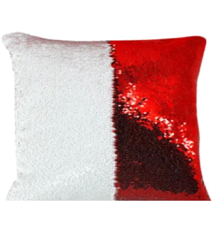 CAPA  ALMOFADA - LANTEJOULA - 40X40  VERM/BRA