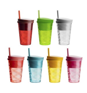 SNACK CUP 400ML CORAL TRANSPARENTE  NEOPLAS