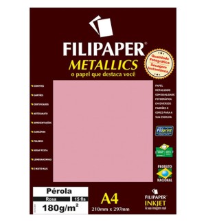 PAPEL FILIPAPER PEROLA 15FLS 180G - ROSA
